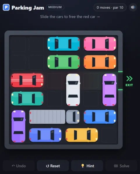 Parking Jam · Medium · 10 moves