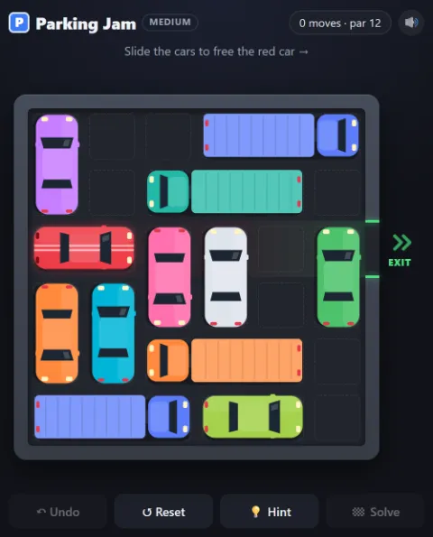 Parking Jam · Medium · 12 moves