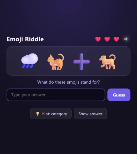 Emoji riddle 🌧️🐈➕🐕