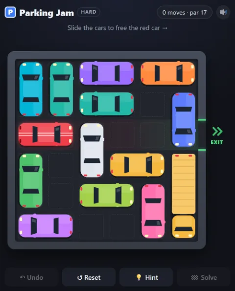 Parking Jam · Hard · 17 moves