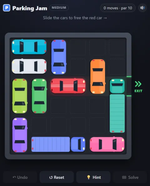 Parking Jam · Medium · 10 moves